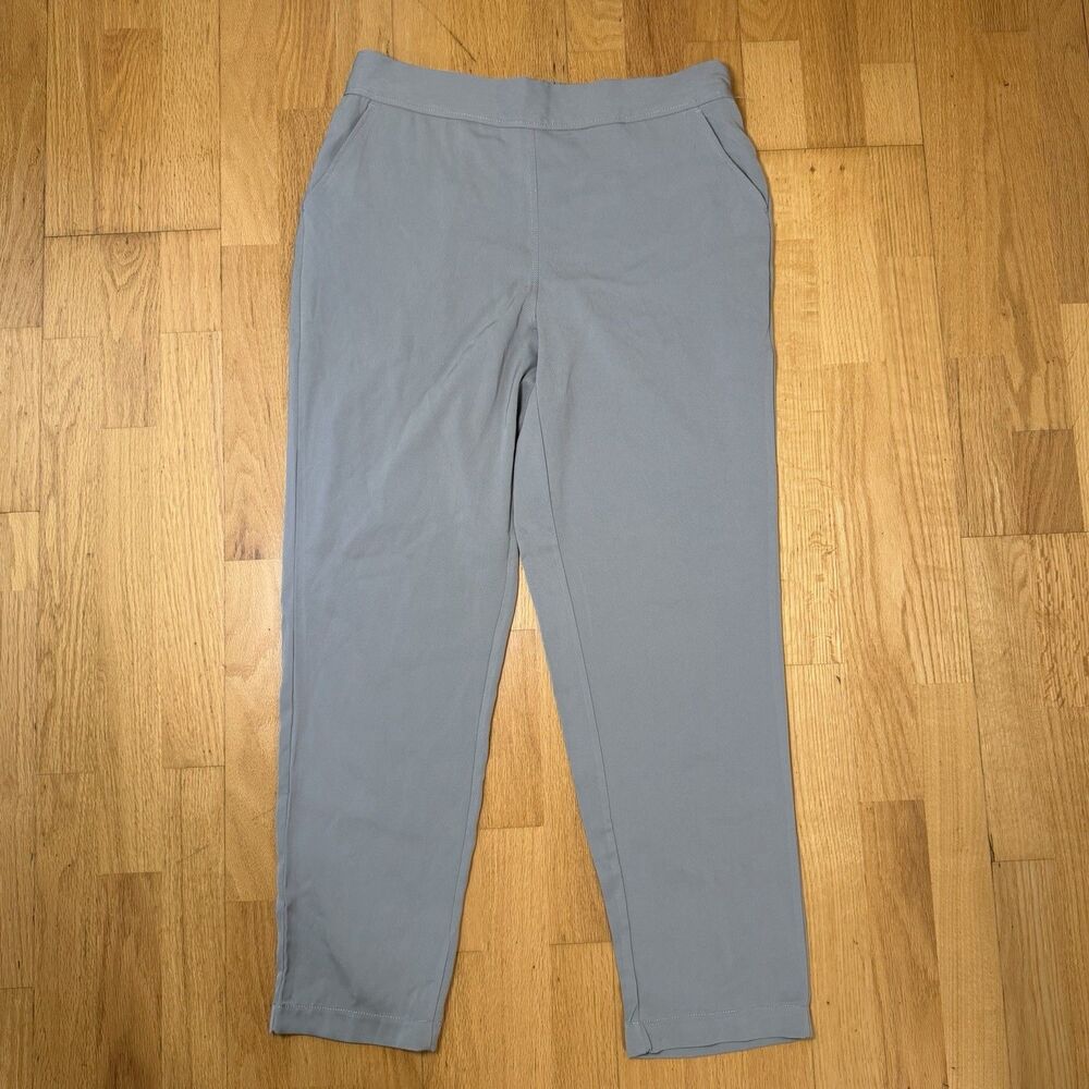 Max Studio $98 Ankle Pull On Pants Dove Gray XL Pockets Minimalist Elastic Waist